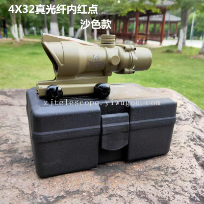 4x32 True Optical Fiber 4 Times Mirror Sand Color Style Red Dot Telescopic Sight
