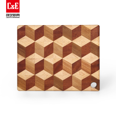 C & E Creative Cube Puzzle Solid Wood Cutting Board New Kitchen Durable Mildew-Proof Cutting Board