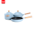 C & E Creative Pot Three-Piece Flat Frying Pan Wok and Soup Pot Beech Handle Non-Stick Pan