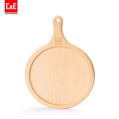 C & E Creative 23cm Beech Pizza Plate Waterproof Natural Solid Wood Simplicity Small Cutting Board