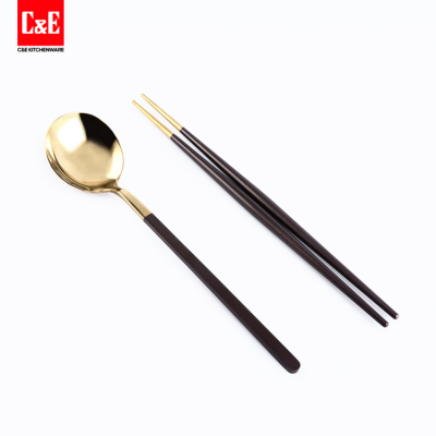 C & E Creative Tableware Two-Piece Set Stainless Steel Chopsticks and Spoon Korean Portable Home Restaurant Office