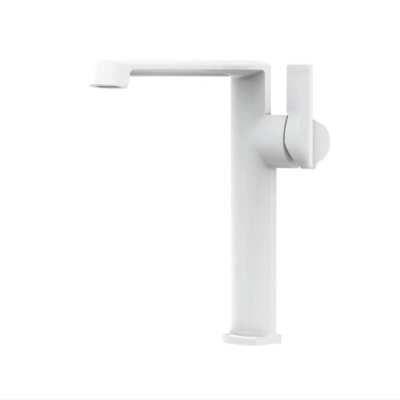 Firmer Heightened Single-Hole Faucet White Basin Faucet Hot and Cold Washbasin Faucet