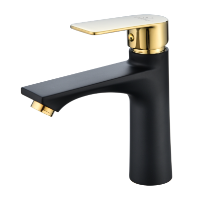 Zinc Alloy Single Handle Temperature Control Golden Handle Golden Outlet Black Body with 60cm Single Head Tube Faucet