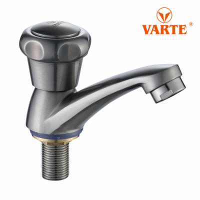 335gvarte Zinc Alloy Surface Drawing 100% Copper Valve Element Plastic Hand Wheel Ingle Handle Faucet with Cold Basin