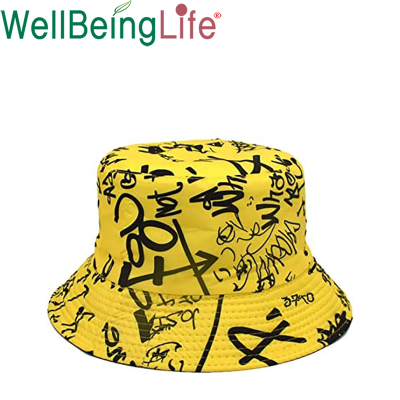 New Product Alphabet Graffiti Print Bucket Hat European and American Men's and Women's Bucket Hat Cross-Border Outdoor Travel Fashion Sun Hat