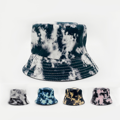 Tie-Dyed Bucket Hat Graffiti Splash-Ink Hat Hip Hop Trendy Cap Artistic Face Covering Bucket Hat Street Cool Cap