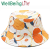 New Fashion Vintage Printed Bucket Hat with Fruit Women Panama Summer Reversible Reversible Fisherman Hat