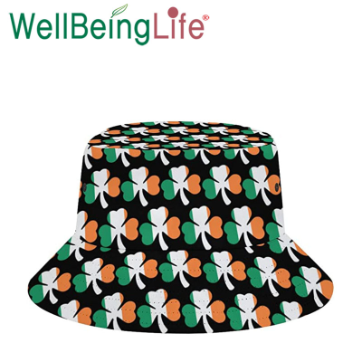 Spring and Summer Clover Printing Bucket Hat Custom Logo Men's and Women's Bucket Hat