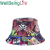 Custom Color Fashion Printed Graffiti Bucket Hat Wholesale Streetwear Panama Hat Reversible Fisherman Hat