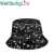 Customized Folding Outdoor Fishing Cap Star and Moon Printed Cotton Polyester Cap Women's Neutral Bucket Hat