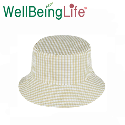 Casual Fresh Gingham Check Bucket Hat Summer Men's and Women's Dual-Use Small Flower Sunshade Beach Reversible Bucket Hat