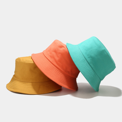 Customized Logo Bucket Hat Solid Color Adult Summer Beach Sunhat Neutral Blank Plain Bucket Hat