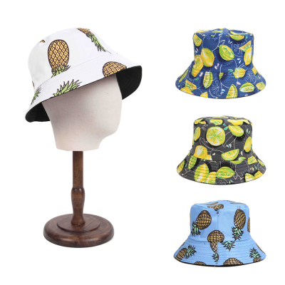 Women's Colorful Fruit Printed Wide Brim Bucket Hat Summer Travel Reversible Cap