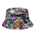 Graffiti Bucket Hat Letter Printing Bucket Hat Summer Sun Hat Women's Double-Sided Fishing Hat