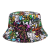 Graffiti Bucket Hat Letter Printing Bucket Hat Summer Sun Hat Women's Double-Sided Fishing Hat