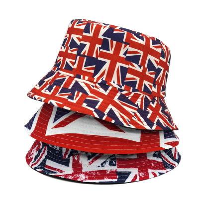 Custom New Design Reversible British Wales Logo Fashion Flag of England Bucket Hat Printing Flag Bucket Hat