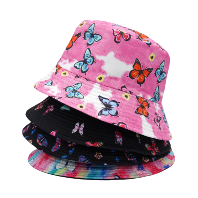 Decorative Butterfly Printing Color Unisex Fishing Hat Fisherman Printing Bucket Hat