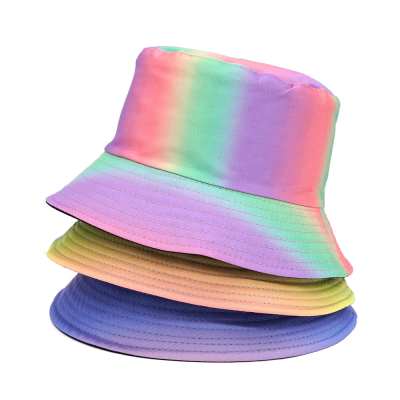 Summer Bucket Hat Printed Double-Sided Sun Hat Women's Wide Brim Fisherman Fun Bucket Hat