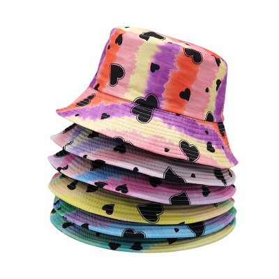 Heart Printing Bucket Hat Wholesale Designer Customized Bucket Hat Double-Sided Sun Hat