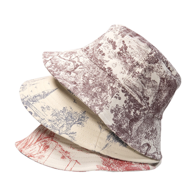 Fashion Floral Print Double-Sided Stripe Sun Hat Women Fisherman Bucket Hat Customized Bucket Hat