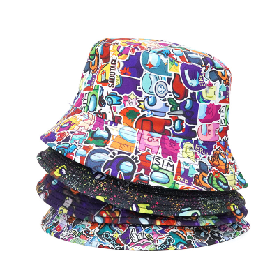 Customized Logo All-in-One Printing and Embroidery Graffiti Fisherman Bucket Hat