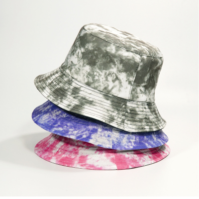 Customized Embroidery Logo Printing Bucket Hat Colorful Tie-Dye Baseball Cap Rainbow Bucket Hat