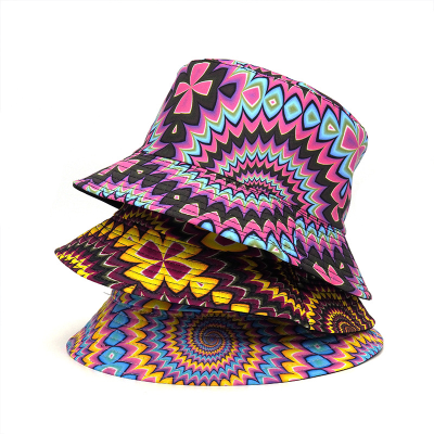 Wholesale Flower Pattern Custom Designer Double-Sided Bucket Hat Bulk Men Women Bucket Hat