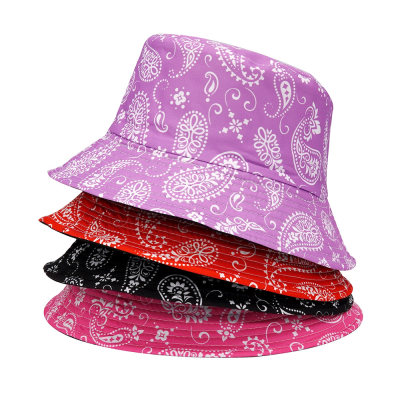 Fashion Street Outdoor Sunscreen Retro Sun Beach Bucket Hat Custom Paisley Full Printing Bucket Hat
