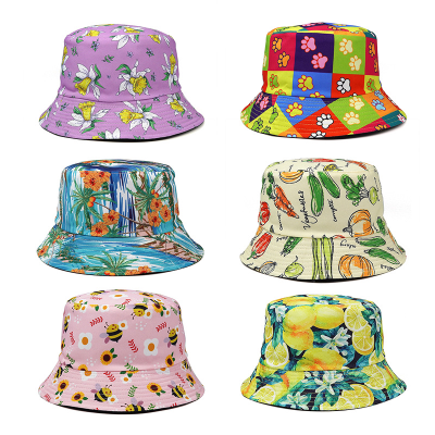 Customized Logo Printing Bucket Hat Vegetable Flower Printing Bucket Hat Travel Sunshade Sun Protection Hat