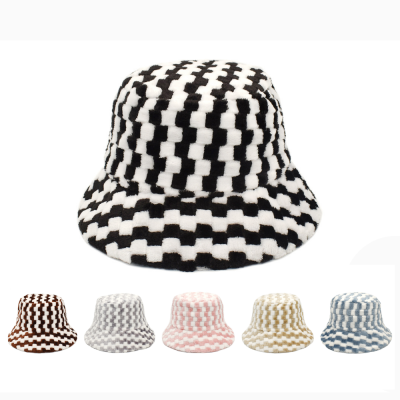 Women's Bucket Hat Winter Windproof Trendy Outdoor Hat Travel Hot Sale Thermal Plaid Female Cap