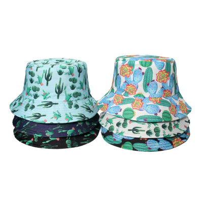 Europe and America Creative Green Cactus Reversible Fisherman Hat Spring and Summer Men's and Women's Outdoor Casual Sun Hat Bucket Hat Tide