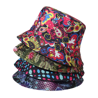 Foreign Trade Adult Bucket Hat Outdoor Travel Sun Hat Printed Hat Adult Bucket Hat Foldable