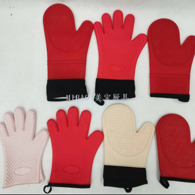 Silicone High Temperature Resistant Baking Thickened Microwave Oven Gloves Kitchen Heat Insulation Oven Gloves Heat Insulation Gloves Anti-Hot Gloves