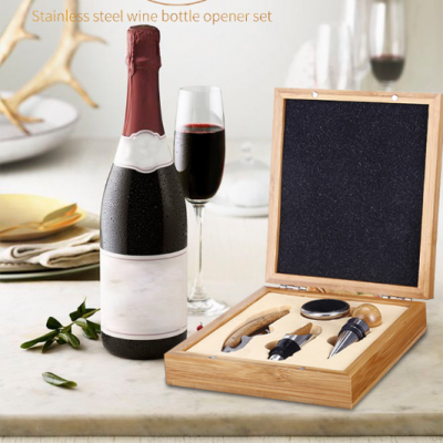Wine Corkscrew Tools Wooden Present Box Wine High-End Wine Set Four-Piece Gift Original Ecology Wooden Box Customization