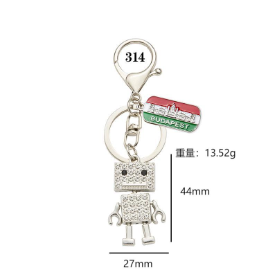 Cute Swing Robot Zinc Alloy Diamond Key Chain Creative Gift Decoration Handbag Pendant Pendant