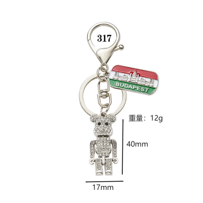 Factory Direct Sales Full Diamond Violent Bear with Movable Limbs Fashion Personality Key Ring Pendant Automobile Hanging Ornament