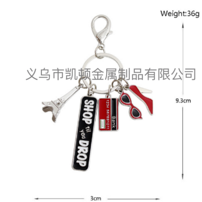 Factory Travel Souvenir Crafts Pendant Creative Retro Tower Glasses High Heels Mix and Match Keychain