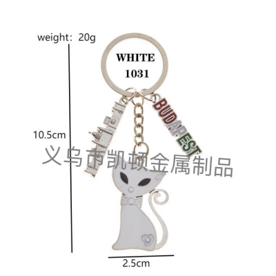 Creative Bag Pendant Small Gift Metal Key Ring Pendants Small Gift Wholesale White Cat Keychain