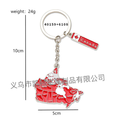 Tourist Souvenir Canada Creative Map Small Hangtag Accessory Bag Keychain Pendant Small Gift