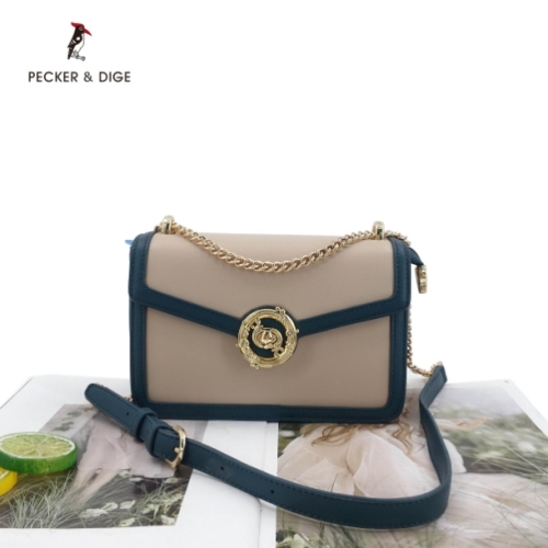 New Beige Apricot Blue and Gray Color Matching Trendy Wild Portable Single Shoulder Crossbody Women‘s Bag