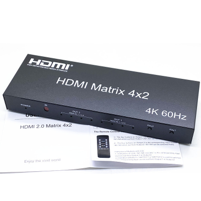 Hdmi Distributor Switcher 2 in 4 out Switcher Hdmi Matrix 2x4 4k60hz