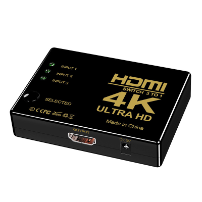 4K * 2K Three-Input and One-Output Hdmi Switcher Hdmi3 in 1 out Hd Video Switcher Converter with Remote Control