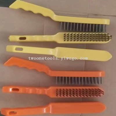 Factory Direct Sales Wooden， Steel Wire Brush with Plastic Handle Metal Rust Removal Cleaning Brush Copper Wire Brush