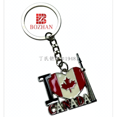 Canada Keychain Tourist Souvenir Heart-Shaped Flag Letter Building