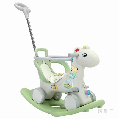 Children's Rocking Carriage Toy Multi-Functional  Scooter Push Handle One Piece Dropshipping Cartoon Dinosaur Trojan