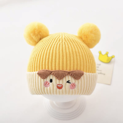 Babies' Winter New Cute Male and Female Baby Knitted Hat Infant Thickened Warm Wool Hat