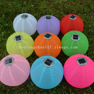 Customized Solar Lantern Silk Cloth Lantern 12-Inch Solar Hanging Lamp Outdoor Waterproof Solar Led Lamp Manufacturer