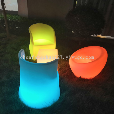 Wholesale Outdoor Led16 Color Luminous Furniture Lazy Sofa Balcony Plastic Sofa Stool Home Rotational Plastic Chair