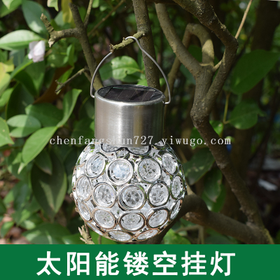 New Solar Hanging Lamp Outdoor Rainproof Chandelier Light Control Hollow Light Lawn Garden Garden Lamp