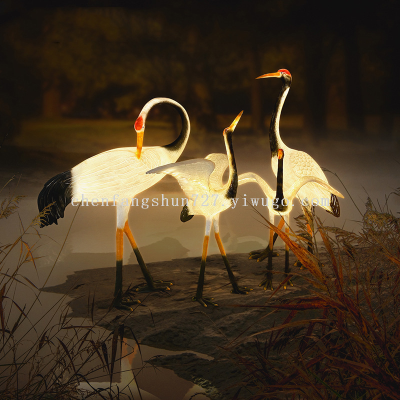 Led Crane Animal Modeling Lamp Resin Glass Cave Outdoor Luminous Square Lawn Lighting Landscape Decorative Lamp